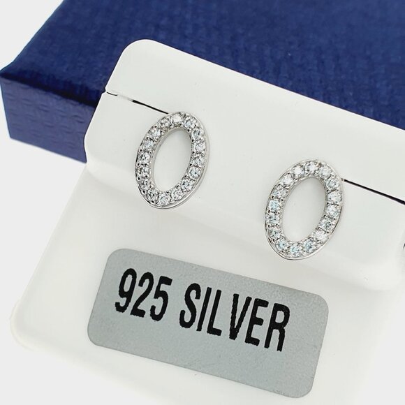 925 Sterling Silver CZ Stud Earrings for Women/Girl, US925P1228 - Picture 1 of 8